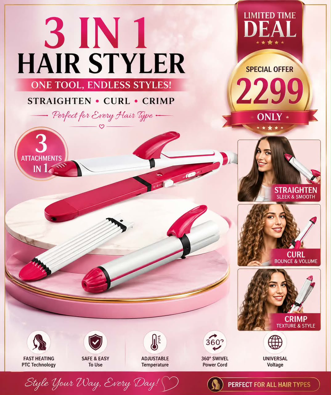 3-in-1 Hair Styler