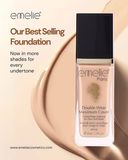 Emelie Paris Double Wear Maximum Cover Foundation.