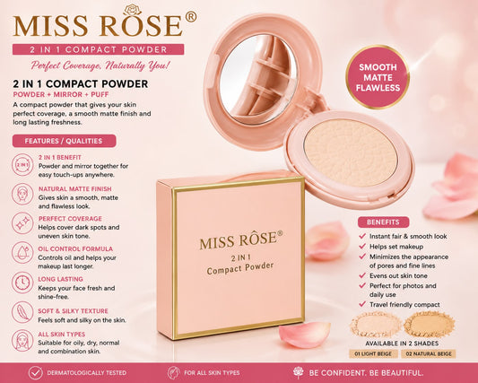 Miss Rose 2 In 1 Compact Powder