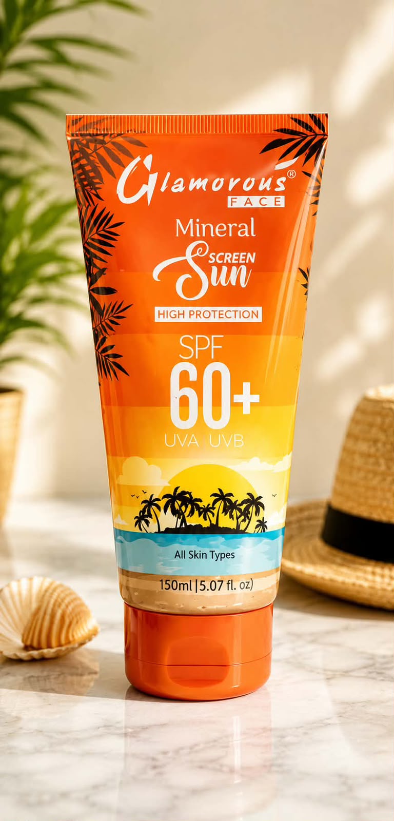 Glamorous Face Mineral Sunscreen Lotion SPF 60+.