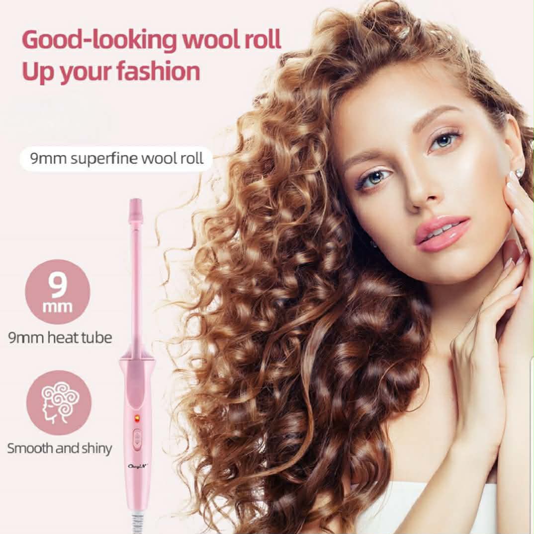 Pencil Curling Rod Iron 9mm Ionic Tourmaline Ceramic , Professional Hair Curling Rod, Saloon Hair Curler