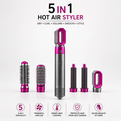 5-in-1 Hot Air Hair Styler and Blow Dryer Brush Set.