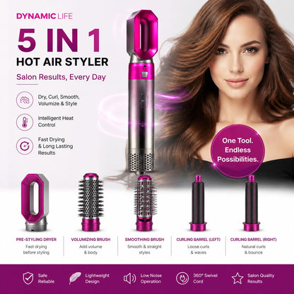 5-in-1 Hot Air Hair Styler and Blow Dryer Brush Set.